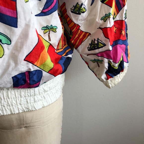 Vintage Euro Joy windbreaker jacket Flag Palm Tree - Picture 6 of 7